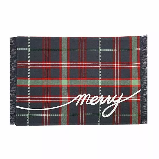 St. Nicholas Square® Merry Embroidered Plaid Placemat 1 St. Nicholas Square® Merry Embroidered Plaid Placemat