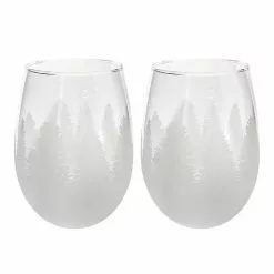 St. Nicholas Square® Yuletide Trees 2-pc. Stemless Wine Glass Set