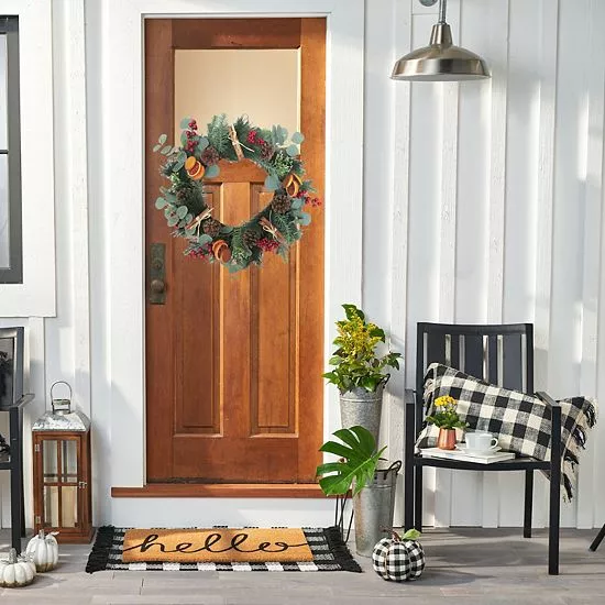 St. Nicholas Square® Artificial Orange Slice Eucalyptus Wreath 2 St. Nicholas Square® Artificial Orange Slice Eucalyptus Wreath - Image 2