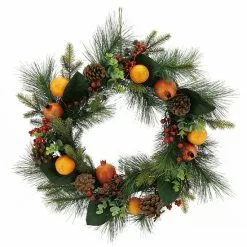 St. Nicholas Square® Pre-Lit Artificial Pomegranate Wreath -St. Nicholas Square Sales unnamed file 1735