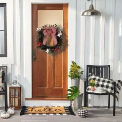 St. Nicholas Square® Embroidered Stars Artificial Pine Holly Wreath -St. Nicholas Square Sales unnamed file 1779