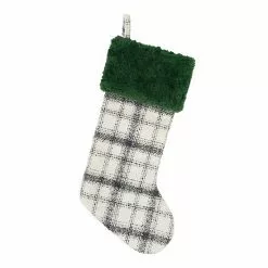 St. Nicholas Square® Green Plaid Stocking With Faux Fur Cuff
