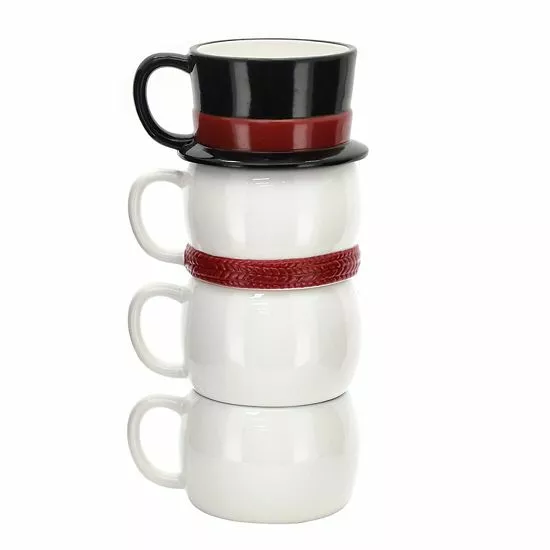 St. Nicholas Square® Yuletide 4-pc. Stacking Snowman Mug Set 2 St. Nicholas Square® Yuletide 4-pc. Stacking Snowman Mug Set - Image 2