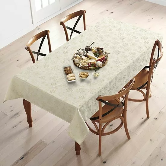 St. Nicholas Square® Snowflake Shine Jacquard Tablecloth 2 St. Nicholas Square® Snowflake Shine Jacquard Tablecloth - Image 2