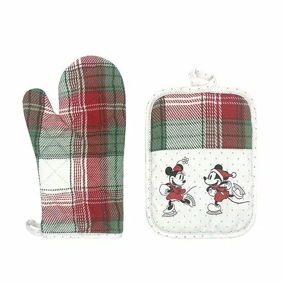 Disney's Mickey & Minnie Plaid Oven Mitt & Pot Holder Set By St. Nicholas Square® 1 Disney's Mickey & Minnie Plaid Oven Mitt & Pot Holder Set By St. Nicholas Square®
