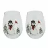 St. Nicholas Square® Yuletide Snowman 2-pc. Stemless Wine Glass Set