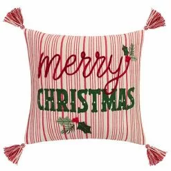 St. Nicholas Square® Striped Merry Christmas Throw Pillow