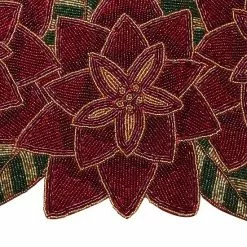 St. Nicholas Square® Beaded Poinsettia Table Runner - 36" -St. Nicholas Square Sales unnamed file 637