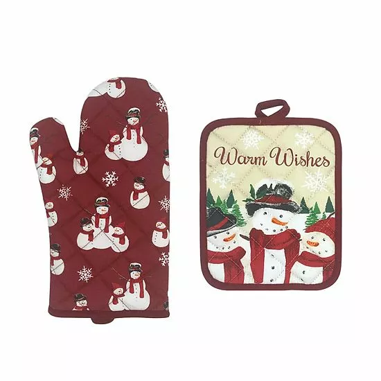 St. Nicholas Square® Yuletide Snowman Oven Mitt & Pot Holder Set 1 St. Nicholas Square® Yuletide Snowman Oven Mitt & Pot Holder Set