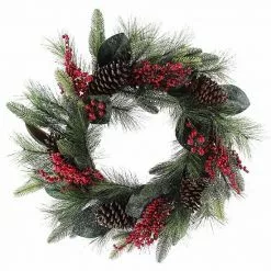 St. Nicholas Square® Artificial Magnolia Holly Berry Wreath