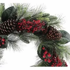 St. Nicholas Square® Artificial Magnolia Holly Berry Wreath -St. Nicholas Square Sales unnamed file 763