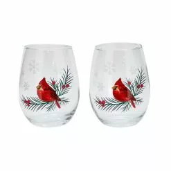 St. Nicholas Square® Yuletide 2-pc. Cardinal Stemless Wine Glass Set