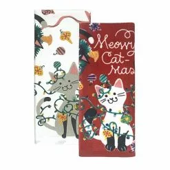 St. Nicholas Square® Meowy Catmas Cat Kitchen Towel 2-pk.