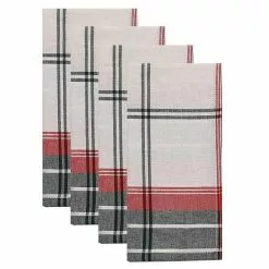 St. Nicholas Square® White Farmhouse Plaid Dinner Napkin 4-pk.